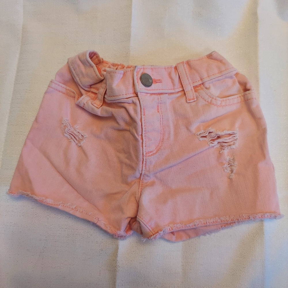 The Children's Place Shorts Light Pink Denim Distressed Cut Off Hem